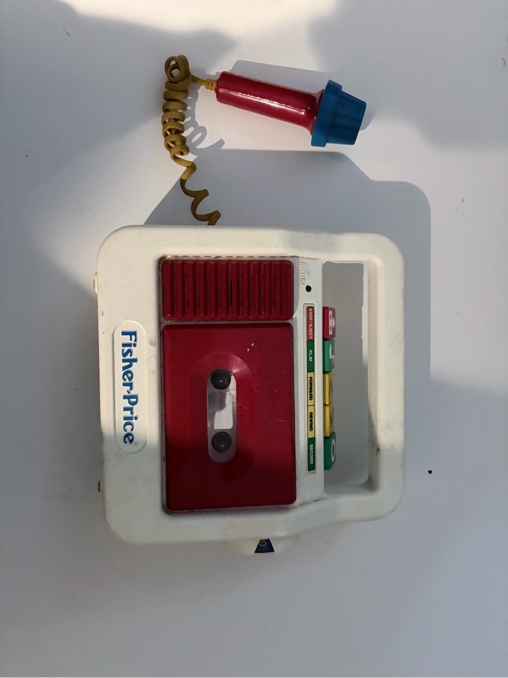 Fisher-Price White Toy Cassette Phone Battery Compartment Label